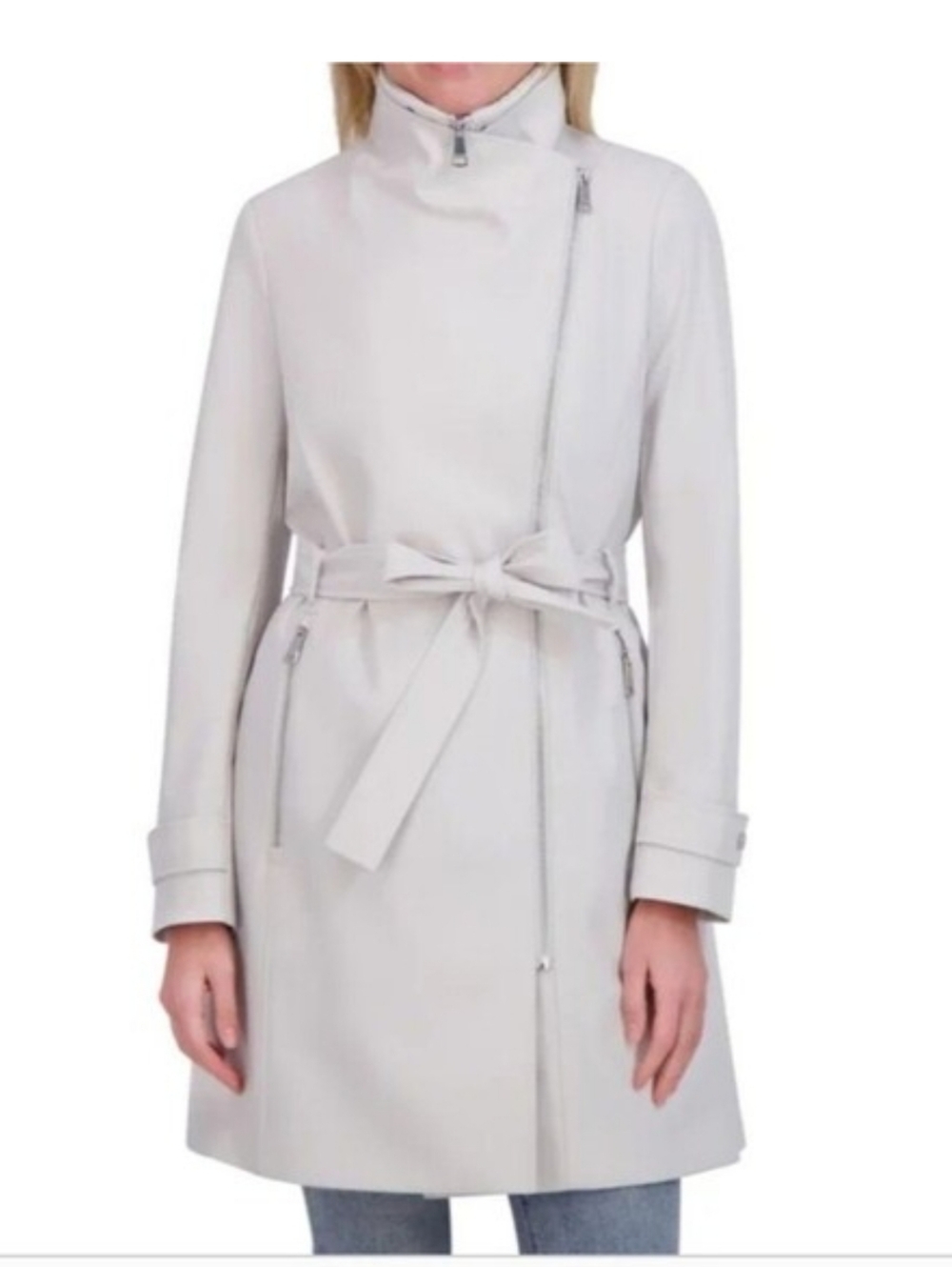 Nwt Halston Chic Women's Gray Trench Coat Size XXL - Picture 3 of 5